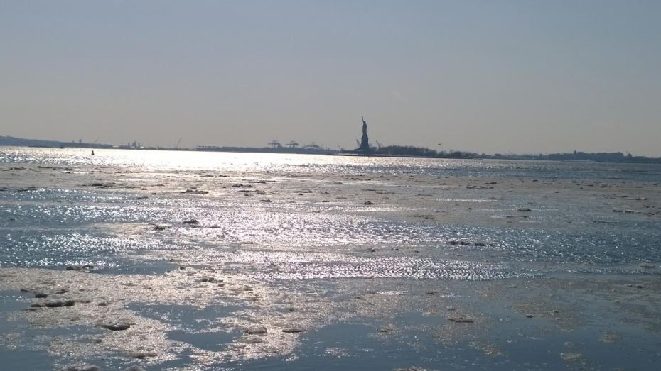 Liberty and ice floating